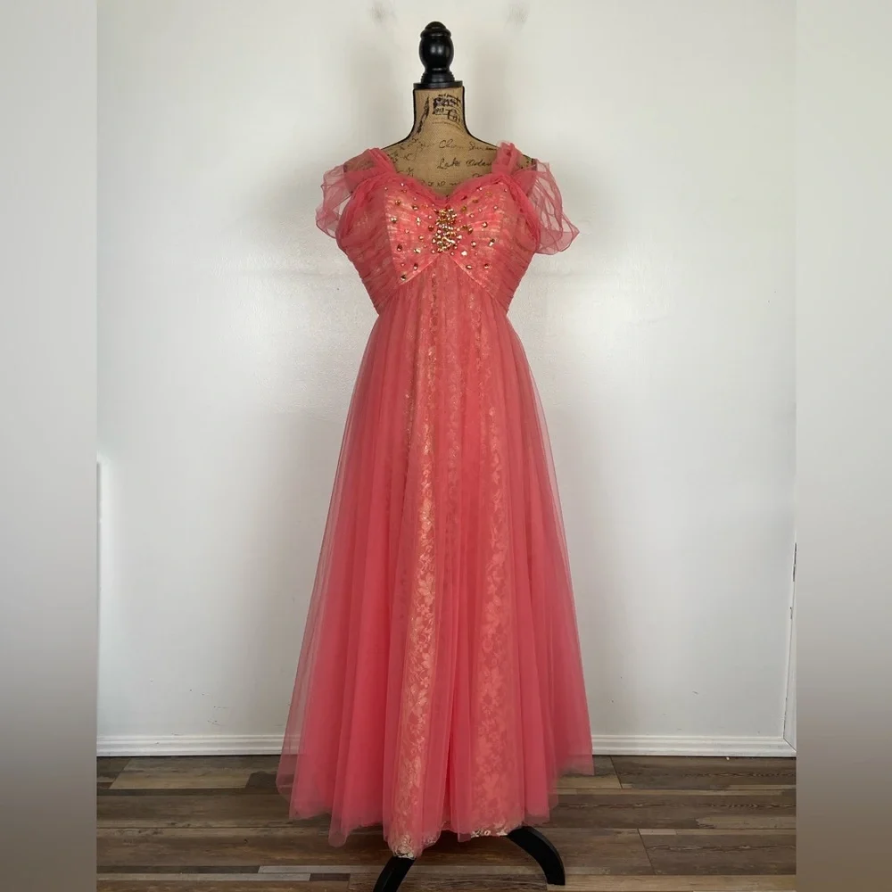 salmon pink lace dress Azazie Zoey